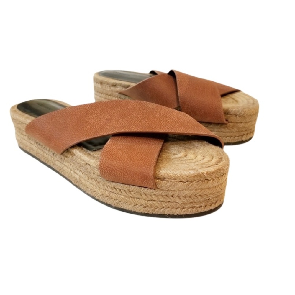 ALL SAINTS | Harlem Leather Platform Espadrille Sandals Size 39